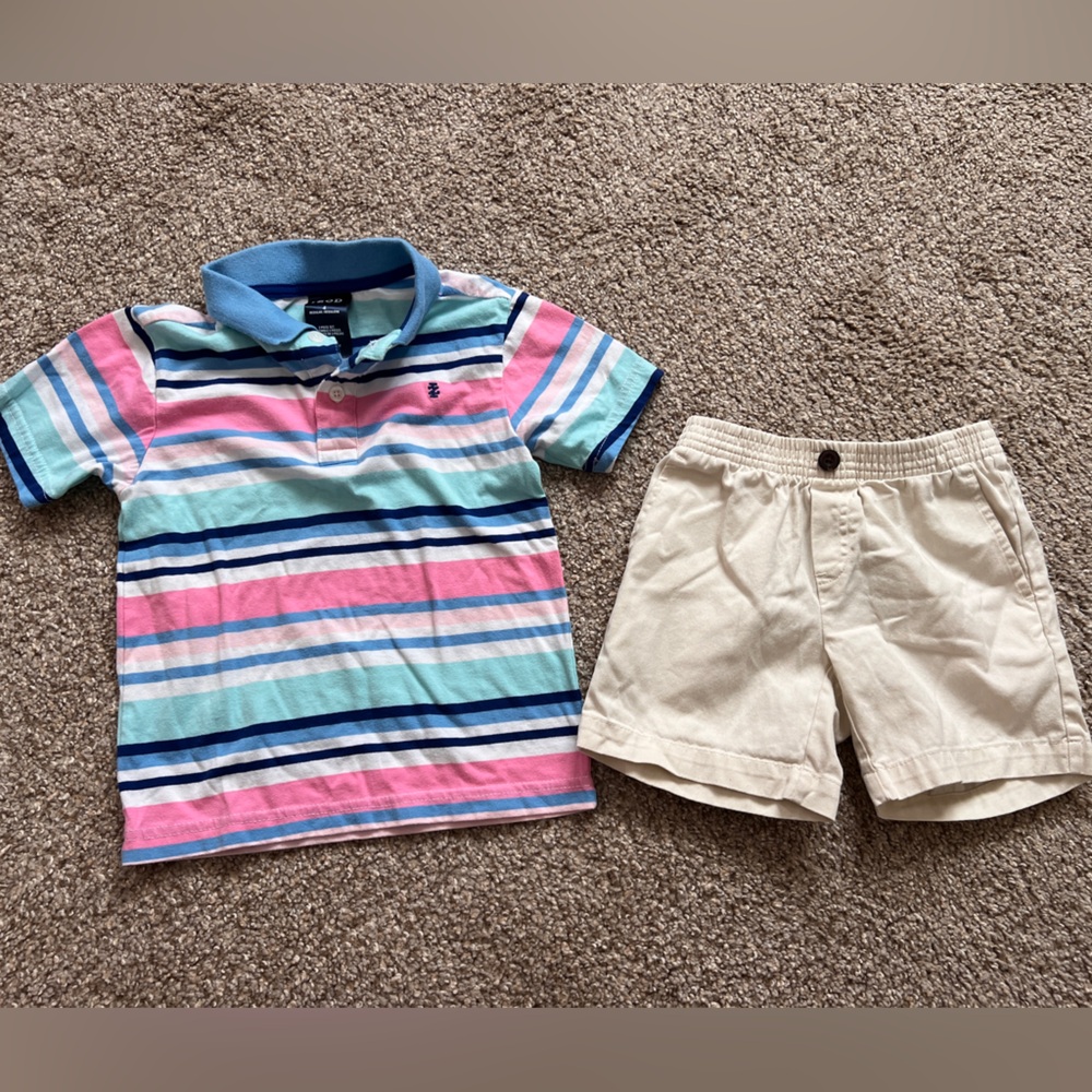 Izod boys collared blue and pink striped matching outfit set 4T B1G1 50% off